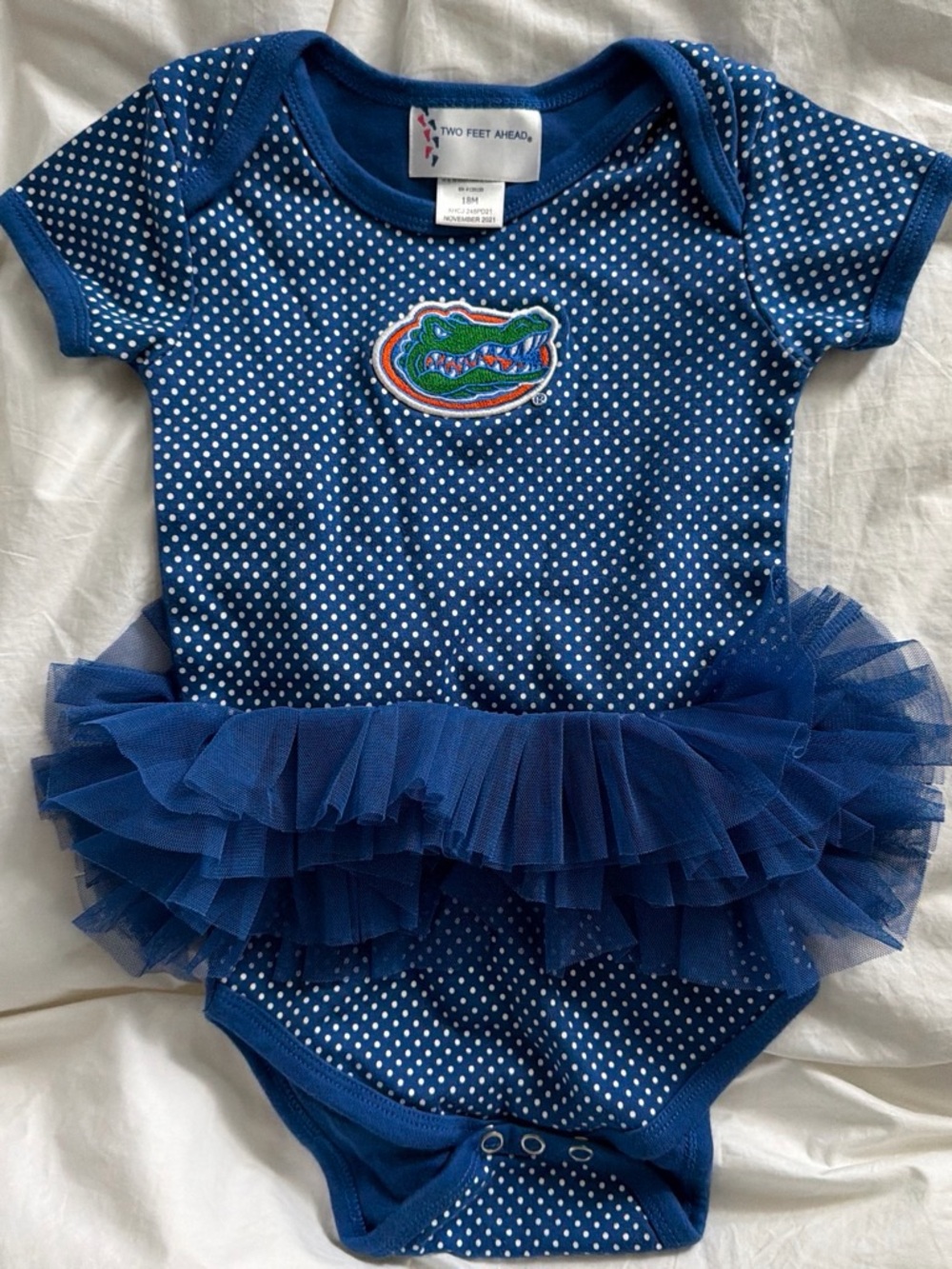 Two Feet Ahead Blue Polka Dot Infant Bodysuit - 18M